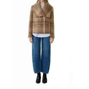 NEW SOIA&KYO tala-p double breasted wool coat in teak